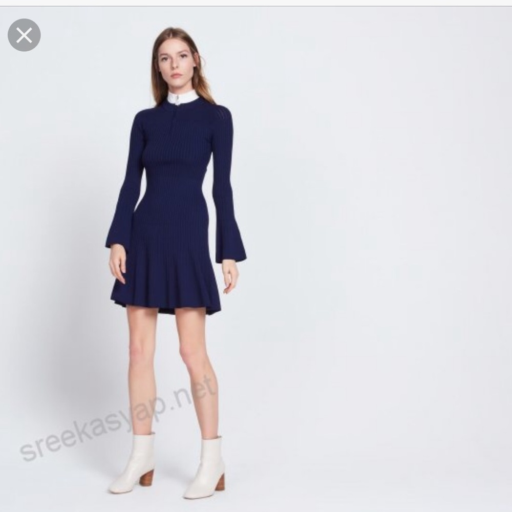 Sandro Royal blue knit dress with jewelry zipper